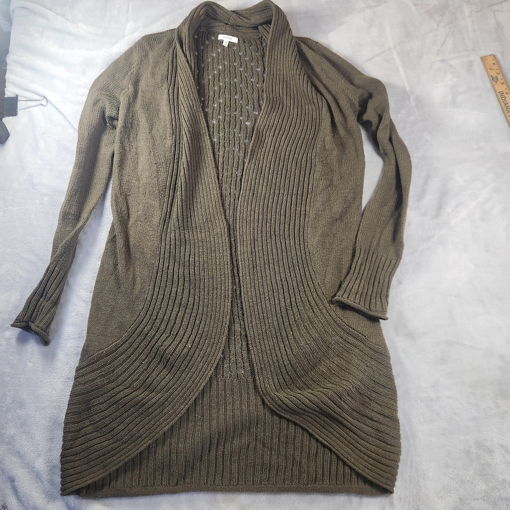 Maurices Women's Long Layering Olive Duster Cardigan Size XS Cottagecore 90s